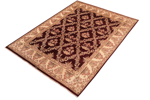handmade Transitional Veg Dye Aubergine Beige Hand Knotted RECTANGLE 100% WOOL area rug 8x10