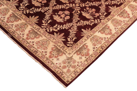 handmade Transitional Veg Dye Aubergine Beige Hand Knotted RECTANGLE 100% WOOL area rug 8x10