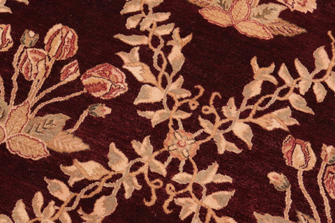 handmade Transitional Veg Dye Aubergine Beige Hand Knotted RECTANGLE 100% WOOL area rug 8x10