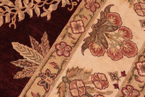 handmade Transitional Veg Dye Aubergine Beige Hand Knotted RECTANGLE 100% WOOL area rug 8x10