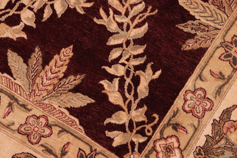 handmade Transitional Veg Dye Aubergine Beige Hand Knotted RECTANGLE 100% WOOL area rug 8x10