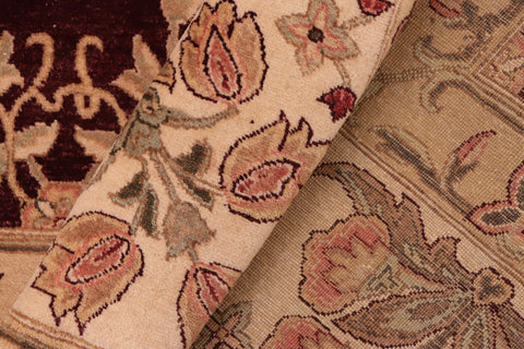 handmade Transitional Veg Dye Aubergine Beige Hand Knotted RECTANGLE 100% WOOL area rug 8x10