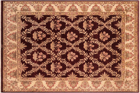 handmade Transitional Veg Dye Aubergine Beige Hand Knotted RECTANGLE 100% WOOL area rug 8x10