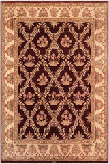 Traditional Veg Dye Vanessa Aubergine Beige Hand Knotted Area rugs 8 x 10