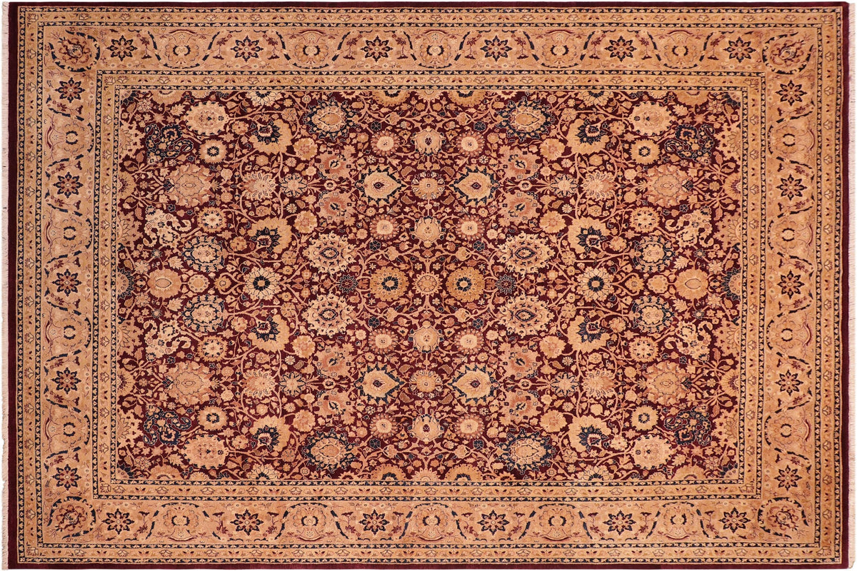8x10 hand knotted Vegetable Dyed wool rug in aubergine and tan - Tabriz Junie