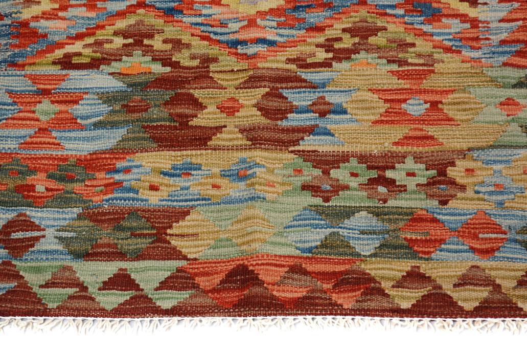 Flat Weave Kilim Antique Navaho Vintage handmade Geometric Kilim Multi Brown Hand-Woven Rectangle 100% Wool Area Rug 5x7 