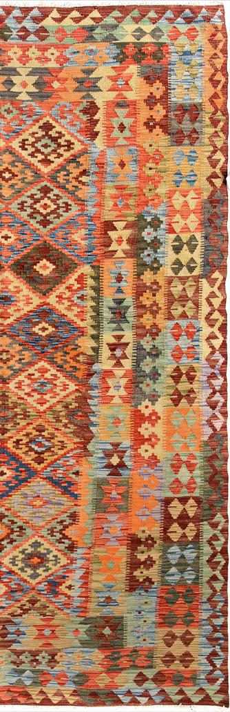 Flat Weave Kilim Antique Navaho Vintage handmade Geometric Kilim Multi Brown Hand-Woven Rectangle 100% Wool Area Rug 5x7 