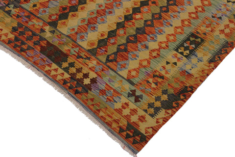handmade Geometric Kilim Rust Blue Hand-Woven RECTANGLE 100% WOOL area rug 5 x 6
