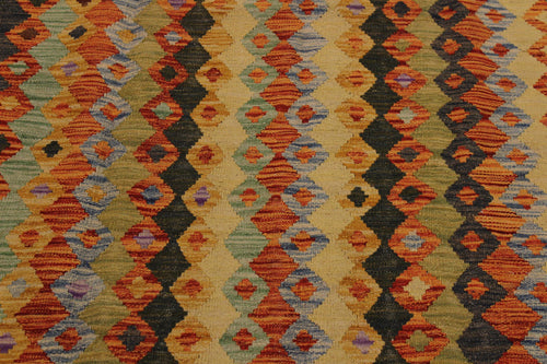 handmade Geometric Kilim Rust Blue Hand-Woven RECTANGLE 100% WOOL area rug 5 x 6