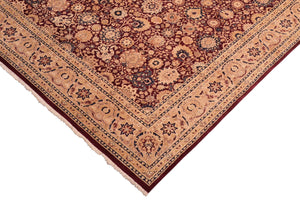 handmade Transitional Tabriz Aubergine Tan Hand Knotted RECTANGLE 100% WOOL area rug 8x10