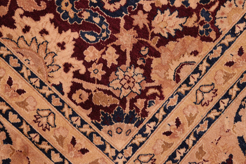 handmade Transitional Tabriz Aubergine Tan Hand Knotted RECTANGLE 100% WOOL area rug 8x10