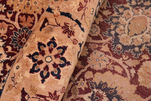 handmade Transitional Tabriz Aubergine Tan Hand Knotted RECTANGLE 100% WOOL area rug 8x10