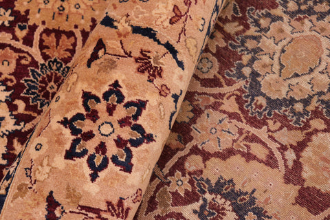 handmade Transitional Tabriz Aubergine Tan Hand Knotted RECTANGLE 100% WOOL area rug 8x10