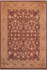 Traditional Tabriz Junie Aubergine Tan Hand Knotted Area rugs 8 x 10