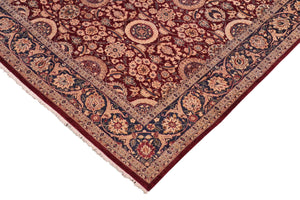handmade Transitional Agra Tabriz Aubergine Blue Hand Knotted RECTANGLE 100% WOOL area rug 8x10