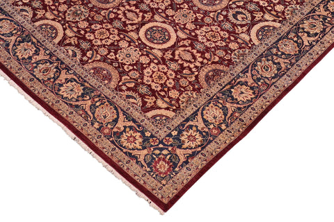 handmade Transitional Agra Tabriz Aubergine Blue Hand Knotted RECTANGLE 100% WOOL area rug 8x10