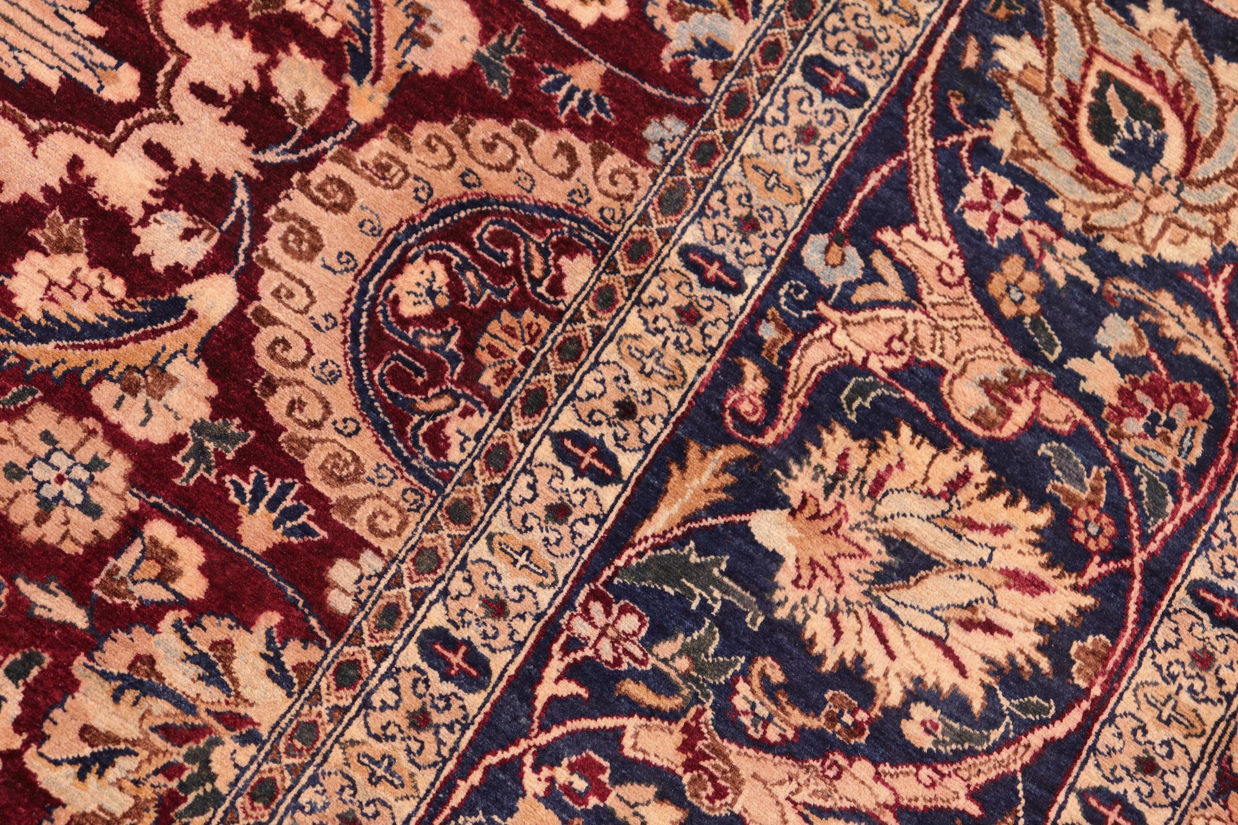 handmade Transitional Agra Tabriz Aubergine Blue Hand Knotted RECTANGLE 100% WOOL area rug 8x10