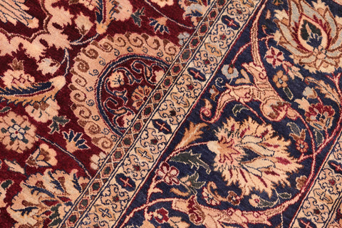 handmade Transitional Agra Tabriz Aubergine Blue Hand Knotted RECTANGLE 100% WOOL area rug 8x10
