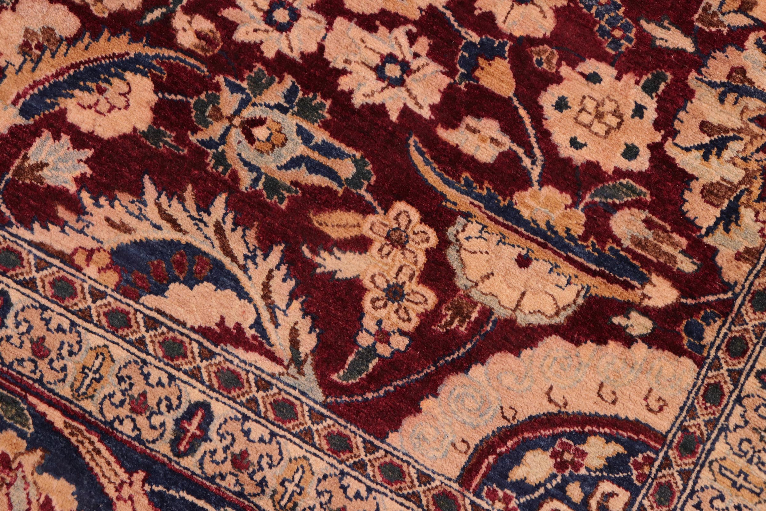 handmade Transitional Agra Tabriz Aubergine Blue Hand Knotted RECTANGLE 100% WOOL area rug 8x10