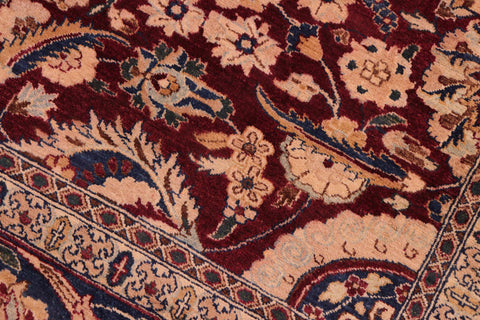 handmade Transitional Agra Tabriz Aubergine Blue Hand Knotted RECTANGLE 100% WOOL area rug 8x10
