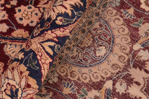 handmade Transitional Agra Tabriz Aubergine Blue Hand Knotted RECTANGLE 100% WOOL area rug 8x10