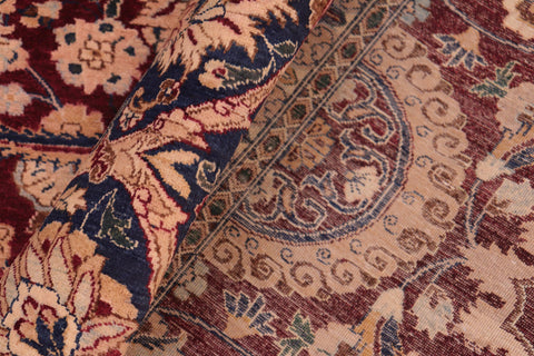 handmade Transitional Agra Tabriz Aubergine Blue Hand Knotted RECTANGLE 100% WOOL area rug 8x10