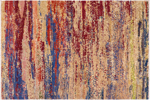 8x10 hand knotted modern wool rug in blue and red - Modern Armand