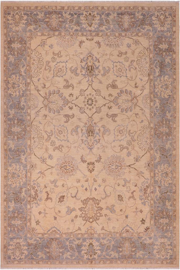 handmade Traditional Kafkaz Tan Lt. Blue Hand Knotted RECTANGLE 100% WOOL area rug 8 x 10