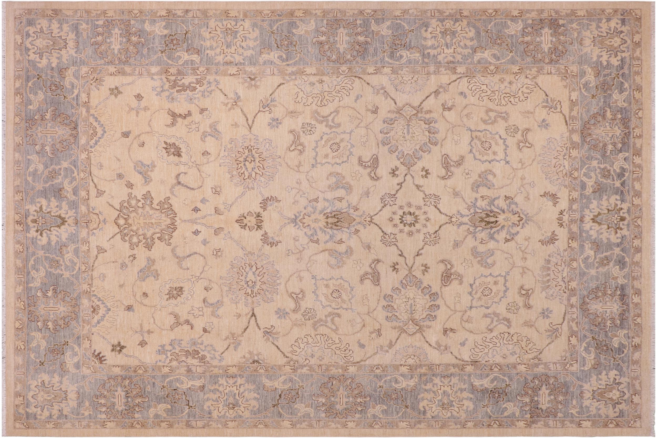 handmade Traditional Kafkaz Tan Lt. Blue Hand Knotted RECTANGLE 100% WOOL area rug 8x10
