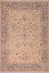 handmade Traditional Kafkaz Tan Lt. Blue Hand Knotted RECTANGLE 100% WOOL area rug 8 x 10