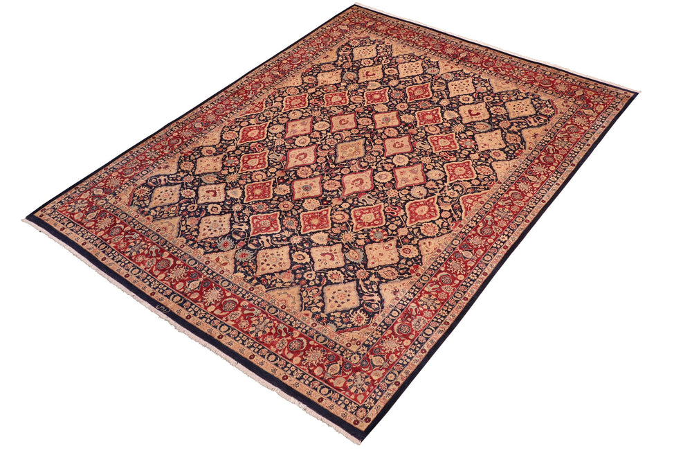 handmade Traditional Kirman Blue Red Hand Knotted RECTANGLE 100% WOOL area rug 8x10