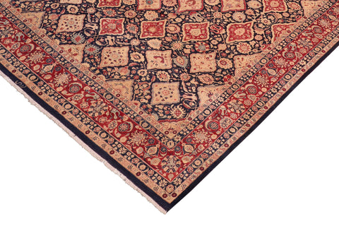 handmade Traditional Kirman Blue Red Hand Knotted RECTANGLE 100% WOOL area rug 8x10