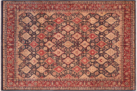 handmade Traditional Kirman Blue Red Hand Knotted RECTANGLE 100% WOOL area rug 8x10