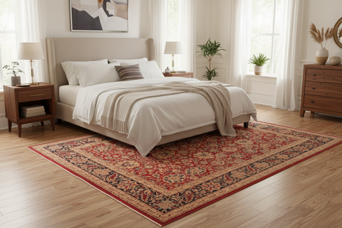 handmade Transitional Mahal Red Blue Hand Knotted RECTANGLE 100% WOOL area rug 8x10