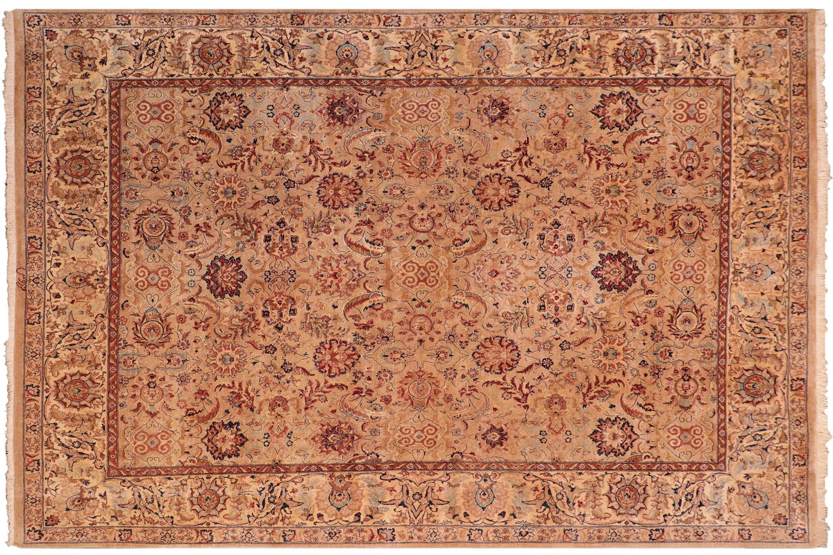 8x10 hand knotted Vegetable Dyed wool rug in tan - Agra Vicki