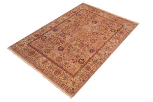 handmade Transitional Agra Tan Tan Hand Knotted RECTANGLE 100% WOOL area rug 8x10