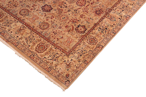 handmade Transitional Agra Tan Tan Hand Knotted RECTANGLE 100% WOOL area rug 8x10