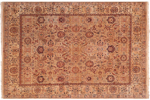 handmade Transitional Agra Tan Tan Hand Knotted RECTANGLE 100% WOOL area rug 8x10