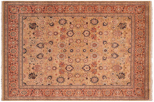 8x10 hand knotted Vegetable Dyed wool rug in gold and rose - Tabriz Carla