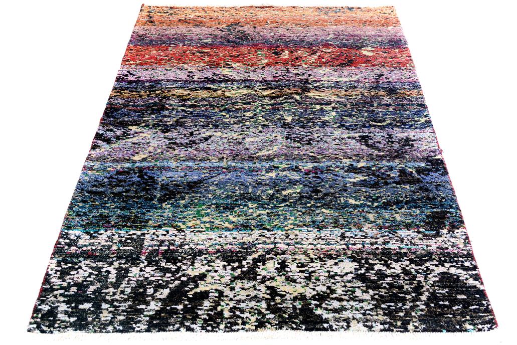 handmade Modern Kafkaz Blue Black Hand Knotted RECTANGLE 100% WOOL area rug 4 x 6