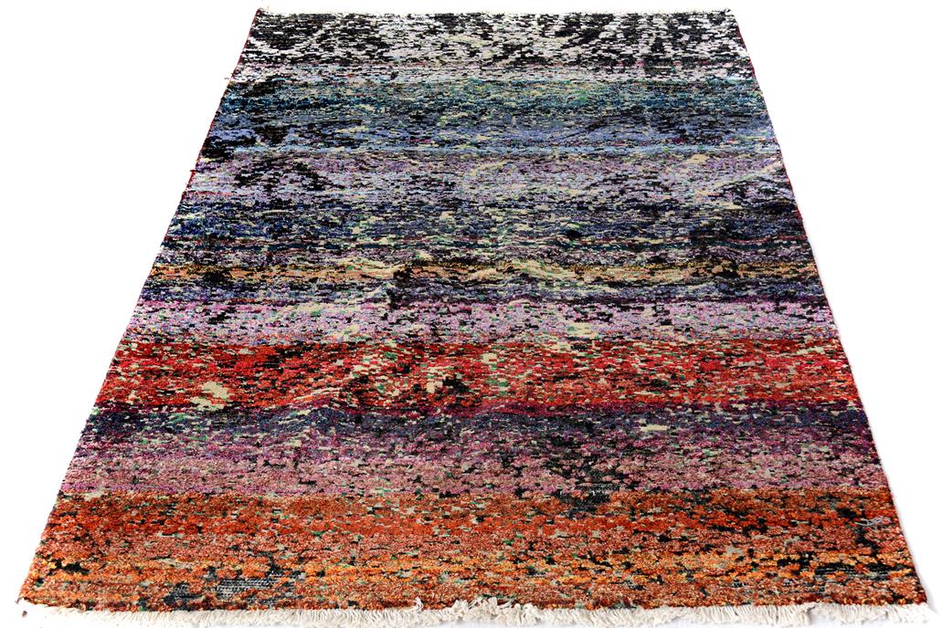 handmade Modern Kafkaz Blue Black Hand Knotted RECTANGLE 100% WOOL area rug 4 x 6