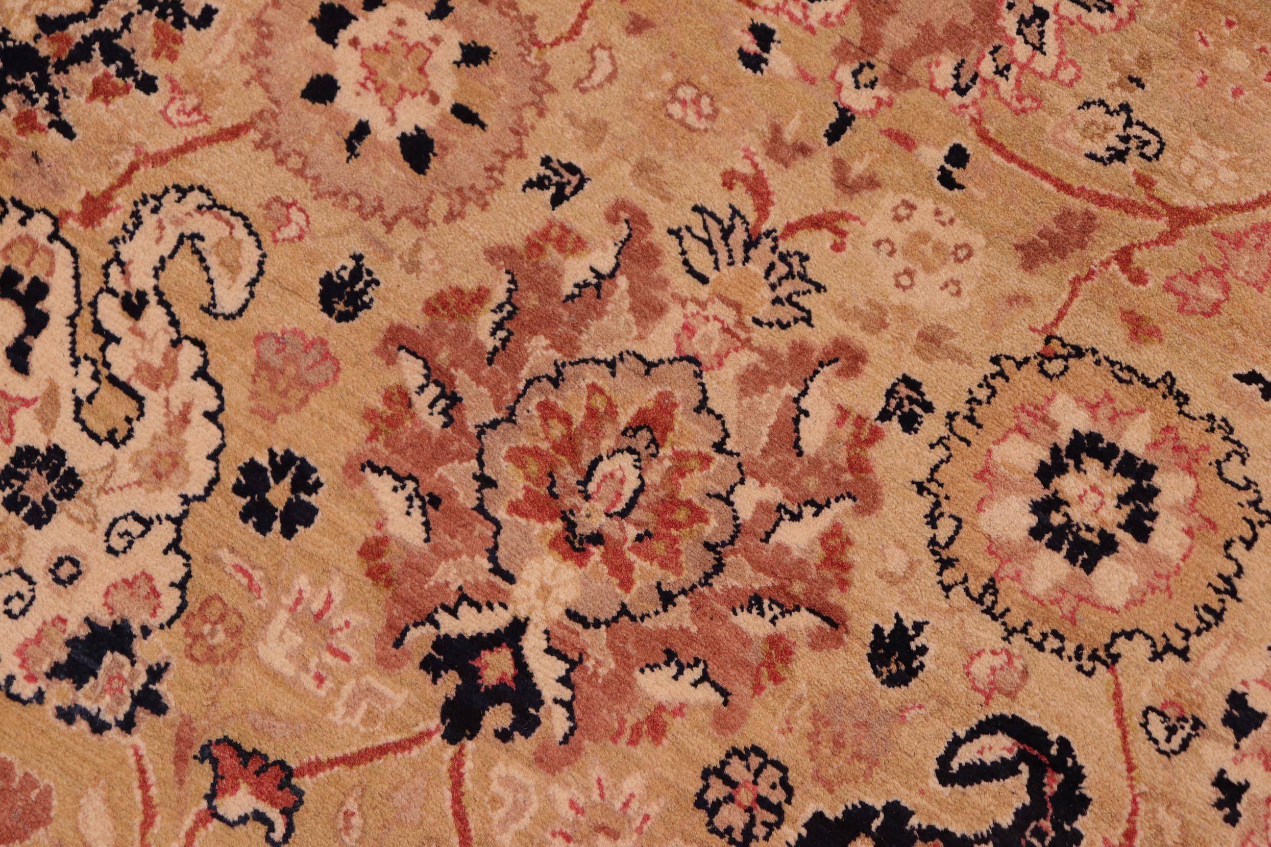 handmade Transitional Tabriz Gold Rose Hand Knotted RECTANGLE 100% WOOL area rug 8x10