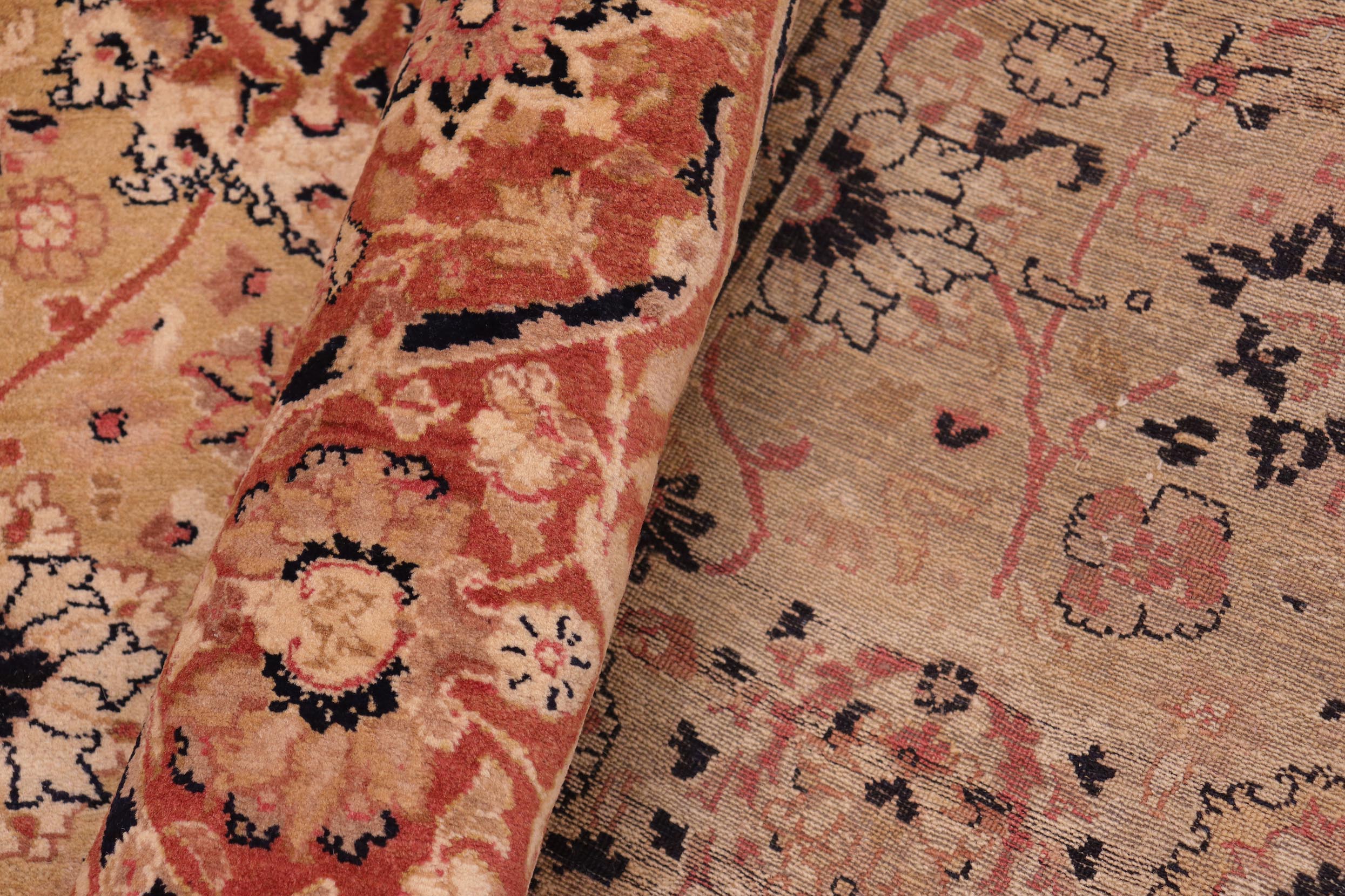 handmade Transitional Tabriz Gold Rose Hand Knotted RECTANGLE 100% WOOL area rug 8x10