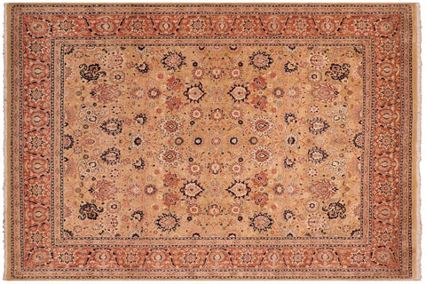 handmade Transitional Tabriz Gold Rose Hand Knotted RECTANGLE 100% WOOL area rug 8x10