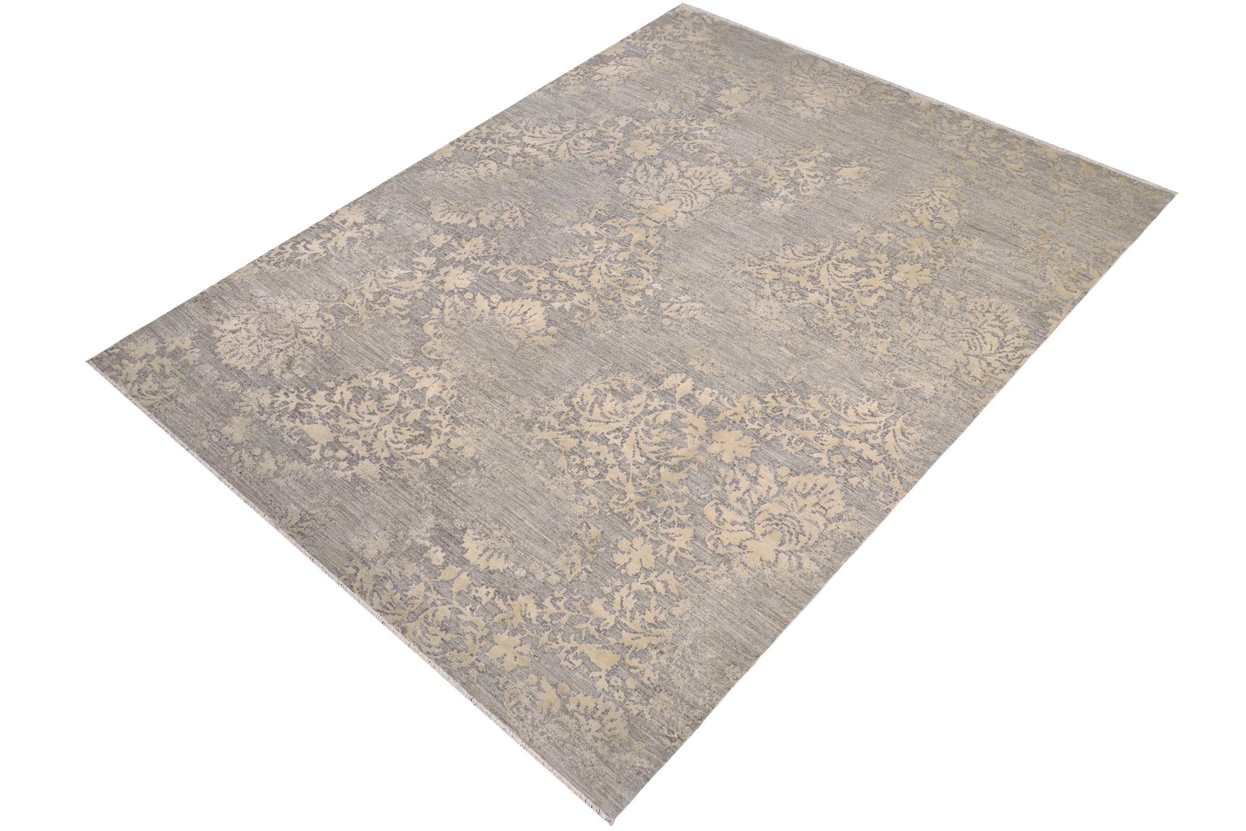 handmade Modern Kafkaz Gray Ivory Hand Knotted RECTANGLE 100% WOOL area rug 8' x 12'