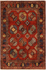 handmade Transitional Kafkaz Rust Rust Hand Knotted RECTANGLE 100% WOOL area rug 5 x 6