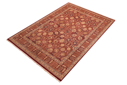 handmade Transitional Tabriz Aubergine Aubergine Hand Knotted RECTANGLE 100% WOOL area rug 8x10