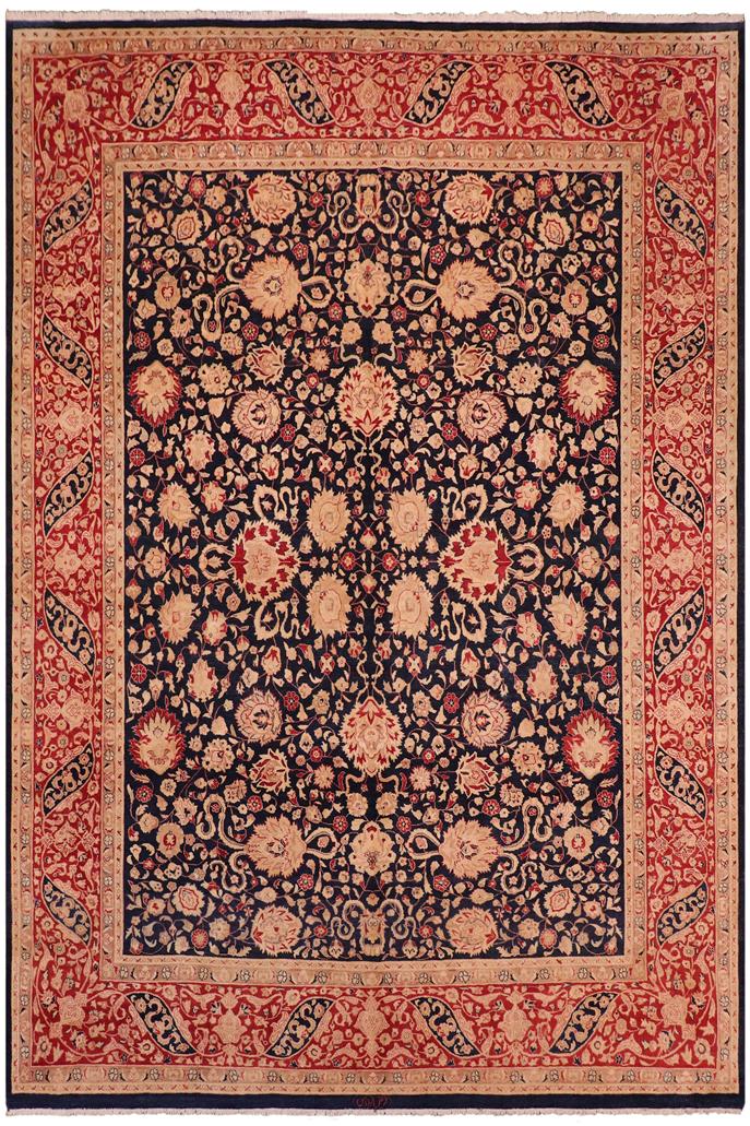 Traditional Kashan Rosemary Blue Red Hand Knotted Area rugs 8 x 10