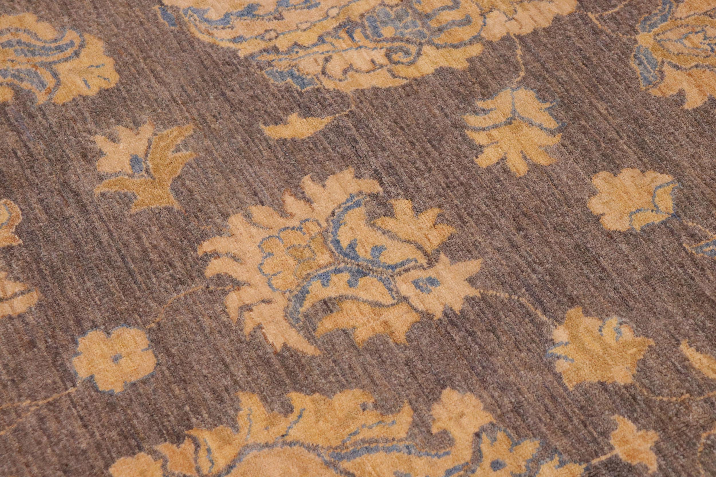 handmade Transitional Kafkaz Gray Tan Hand Knotted RECTANGLE 100% WOOL area rug 10' x 13'