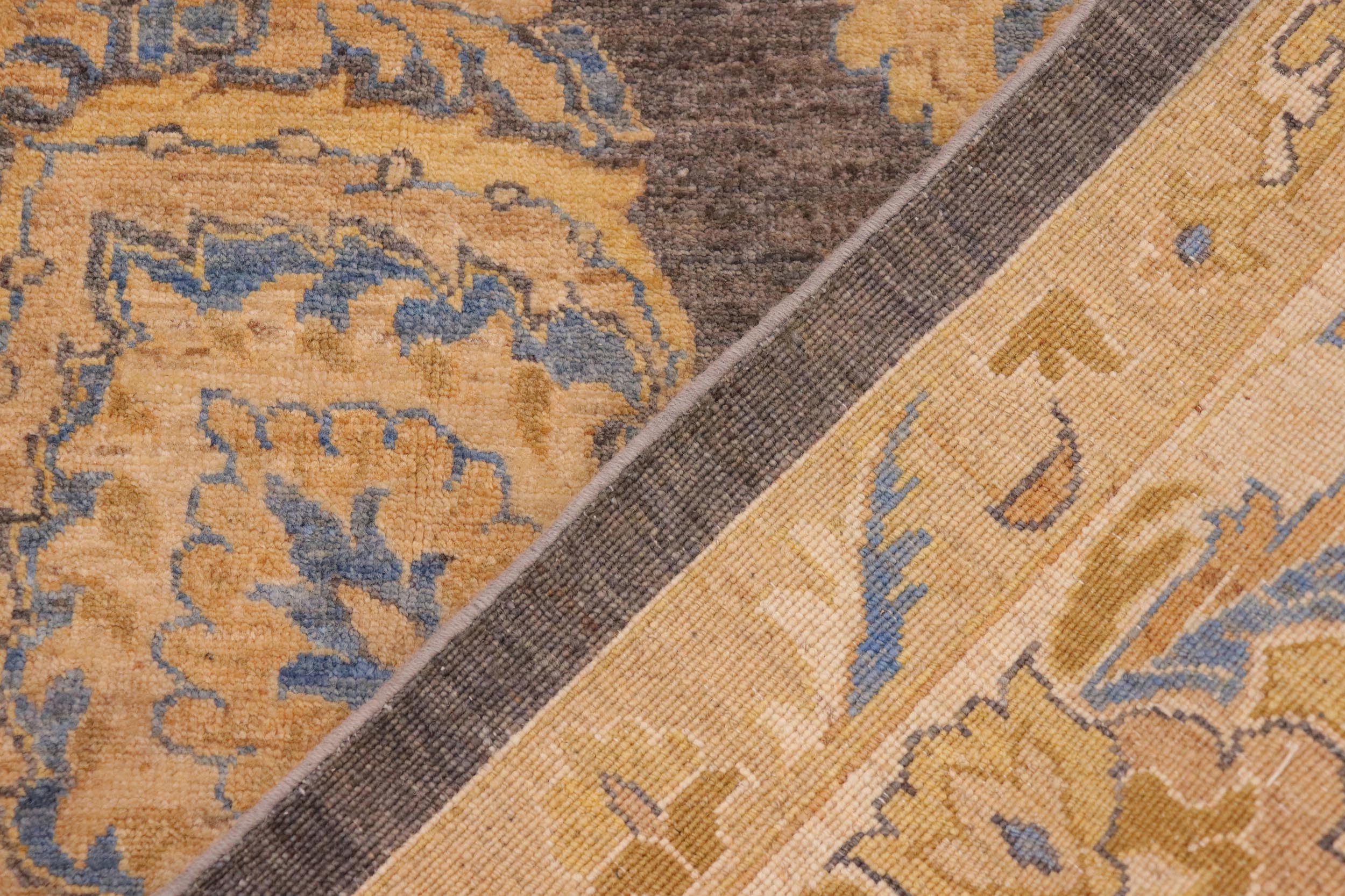 handmade Transitional Kafkaz Gray Tan Hand Knotted RECTANGLE 100% WOOL area rug 10' x 13'